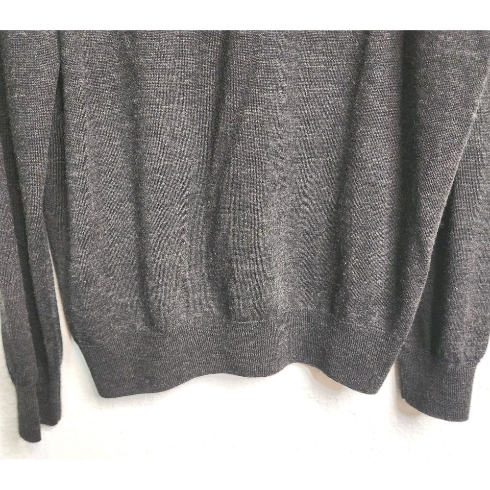 Alan Flusser Sweater Mens Large Gray Purple V Neck Merino Wool Blend Lightweight - Picture 5 of 13